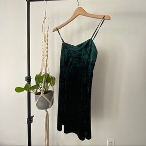 Crushed velvet emerald green dress